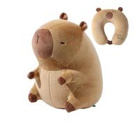 Kawiithn 2-in-1 Deformable Neck Pillow, Kids Travel Pillow with Capybara Plush, U Shape Soft Memory Foam Neck Pillows, Sleep and Play Companion for Airplanes, Cars, and Travel