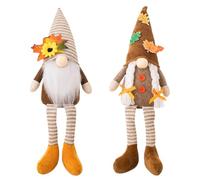 Kawiithn 2pcs Autumn Gonks Decorations, Fall Gnomes Decor, Autumn Sunflower Maple Leaf Dwarf Figurines with Long Leg, Handmade Harvest Halloween Christmas Decor for Home Kitchen Farmhouse