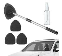 Kawiithn 5psc Windscreen Cleaner Tool, Extendable Car Windshield Cleaning Brush with 3 Reusable Microfiber Pads and Spray Bottle, Window Cleaner Tool Window Cleaning Kit for Inside Glass (Gray)