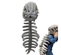 Kawiithn Dinosaur Skeleton Costume for Kids & Adults, Soft Plush Halloween Outfit with Realistic Bone Print, Breathable Role Play Dress Up for Birthday Party