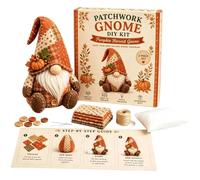 Kawiithn Patchworks Gnome DIY Kit, Make Your Own Christmas Gonks Craft Kit, Patchworks Swedish Tomte Plush with Pre-Cut Fabric & Stuffing, Cosy Winter Crafting Hobby Gift for Adults & Kids, 20cm