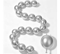 KAWKALSH Metallic Silver Linking Balloons, 100PCS 6 Inch Quick Link Balloons for Making Balloon Wall Heart Arch, Tails Balloon for Wedding Birthday Baby Shower Engagement Graduation Party Decorations