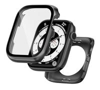 Kawoco 2-in-1 Metal Case for Apple Watch Series 9/8/7 45 mm, All-Round Protection with Metal Back, with Built-in Tempered Glass Screen Protector for iWatch 45 mm, Titanium Steel