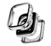 Kawoco 2-in-1 Waterproof Case for Apple Watch 41 mm Series 9/8/7 with Tempered Glass Screen Protector, 360° All-Round PC Front & Back Case Protective Cover for iWatch 41 mm Silver