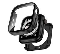 Kawoco 2-in-1 Waterproof Case for Apple Watch 44 mm Series 6/5/4/SE with Tempered Glass Screen Protector, 360° All-Round PC Front & Back Case Protective Cover for iWatch 44 mm Black