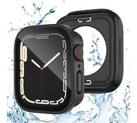 Kawoco 2 Pack Waterproof Case for Apple Watch Series 6 5 4 SE 40mm Screen Protector, 2 in 1 Full Protective 9H Glass Face Cover Front & Back Hard PC Bumper for iWatch Cover 40mm, Black/Black