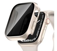 Kawoco Case for Apple Watch Series 10 42 mm Protective Case Anti Spy, Hard PC Waterproof Protective Case Privacy Tempered Glass Screen Protector for iWatch 42 mm Starlight