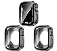 Kawoco Pack of 2 Waterproof Case for Apple Watch 42 mm Series 10 with Tempered Glass Screen Protector, 360° All-Round PC 2-in-1 Front & Back Case Protective Case for iWatch 42 mm, 2 Titanium Steel