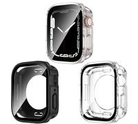 Kawoco Pack of 2 Waterproof Case for Apple Watch 46 mm Series 10 with Tempered Glass Screen Protector, 360° All-Round PC 2-in-1 Front & Back Case Protective Case for iWatch 46 mm Black/Clear