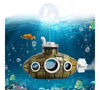 kawosun Floating Fish Tank Decoration Cute Retro Submarine Aquarium Decoration, Safe Fish Toy Betta Cichlid Gold Fish Shrimp Hermit Crab Game Companion Aquarium Accessories (Gold)