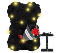 Kaxenig Flower Bear | Artificial Flower Bear | Light Up Bear Flower Bear With Clear Box | Forever Flowers Bear | Birthday Valentines Day For Girlfriend Love Friends Wife