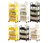 Kaxenig Rolling Storage Cart, Mobile Book Cart Organizer, 3/4 Tier Storage Rack On Wheels, Multi Functional Snack Cart Trolley, Bookcase With Wheels, For Bedroom, Laundry Room, Bathroom