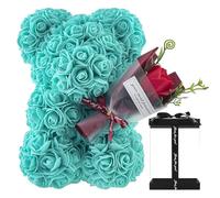 Kaxenig Rose Flower Bear | Artificial Flower Bear | Bear Rose Flower Bear With Clear Box | Handmade Romantic Rose Flower Bear | Birthday Valentines Day Gift For Girlfriend Love Friends Wife
