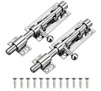 Kaxich 2 Pack Barrel Bolt Latch, 6.3" Heavy Duty 304 Stainless Steel Gate Latch for Inside Door, Outdoor Fence, Wooden Fence, Finished Shed Door Latch