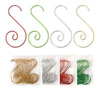 Kaxich Christmas Ornament Hooks 200 PCS Christmas Tree Baubles Hooks Xmas Decoration Hooks S Metal Hanger Christmas Tree Decorations Home Wedding Party Ornaments, 50mm/2'' Four Colors