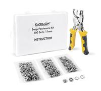 KAXIMON 100 Sets Press Studs Snap Fasteners Kit, 11mm Poppers Fasteners