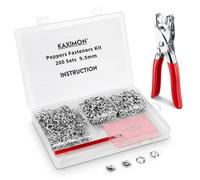 KAXIMON 200 Sets Poppers Fasteners Kit, 9.5mm Press Stud Kit with Pliers
