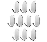 KAXIMON Self Adhesive Hooks, 10 Pack Stainless Steel Wall Hooks Stick on Heavy Duty, No Nails Sticky Hooks Extra Strong for Kitchen Bathroom Wall Door Hanging Hat Coat Clothes Towel Keys