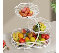 KAXLDHH Large Metal Fruit Basket for Kitchen Counter Deep Wire Fruit Bowl Vegetable Storage Basket Countertop Organizer for Bread Snacks(White)