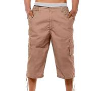 kaxnheye 3/4 Length Shorts Men Cargo Trousers Solid Color Casual Capri Cargo Shorts Lightweight Breathe Cropped Trousers with Multi Pockets Loose Comfort Combat Summer Casual Cotton Half Pants Khaki