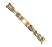 KAXSFE 18/19/20mm Curved End Solid Stainless Steel Watch Band Compatible With Omega Compatible With Seamaster De Ville Vintage Strap Retro Link Beads Of Bracelet(Gold,19MM_WITH LOGO)
