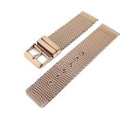 KAXSFE 18mm 20mm 22mm 24mm Width 1.0 Thick Line Full Solid Stainless Steel Pin Buckle Watchband Milanese Mesh Universal End Watch Band(Rose Gold,18mm)