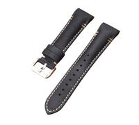 KAXSFE 20mm 22mm Handmade Retro Oil Wax Leather Strap Curved End Watchband Compatible With Seiko Universal Wristband Calfskin Bracelet(Black,22mm)