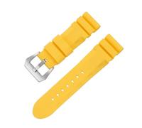 KAXSFE 22mm 24mm 26mm Silicone Watch Strap Compatible With Penahai Waterproof Rubber Band Sport Soft Wristband Women Men Bracelet Accessories(Yellow Silver,26mm)