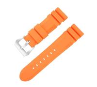 KAXSFE 22mm 24mm 26mm Silicone Watch Strap Compatible With Penahai Waterproof Rubber Band Sport Soft Wristband Women Men Bracelet Accessories(Orange Silver,26mm)