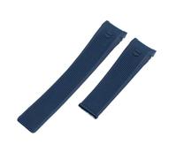 KAXSFE 24mm Curved End Watch Band Black Blue Stripe Silicone Wristband Compatible With TAG Strap For HEUER GRAND CARRERA AQUARACER Bracelet(Blue,24MM_WITHOUT BUCKLE)