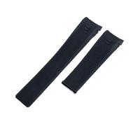 KAXSFE 24mm Curved End Watch Band Black Blue Stripe Silicone Wristband Compatible With TAG Strap For HEUER GRAND CARRERA AQUARACER Bracelet(Black,24MM_BALCK BUCKLE)