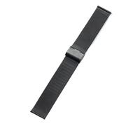 KAXSFE 8mm-24mm Stainless Steel 0.4 Mesh Milanese Watch Strap Metal Folding Buckle Band For Universal Bracelet(Black,21mm)