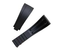 KAXSFE Applicable Compatible With Rolex Green Submariner Yacht Silicone Strap Daytona Original Single Convex Cutting Flat Rubber20mm 21mm(Black,20MM)