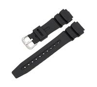 KAXSFE Compatible With Casio Watch Rubber Strap DW-290 DW-340 AD-300 Resin Wristband Replace Accessories Band Sport Waterproof Bracelet With Tool(Black-sliver clasp)