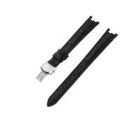 KAXSFE Compatible With Tissot 1853 Flamenco Cowhide Leather Watchband Women T094 Replace 12mm Watch Strap(Black(ZJ)-Steel)