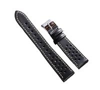 KAXSFE Cowhide Watch Band Vintage Green Straps Breathable Bracelet Belt Compatible With Omega For Seiko Business Wristband(Black,22mm)
