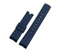 KAXSFE Curved End 20/22mm Soft Nature Rubber Strap Compatible With Omega Compatible With Seamaster 300 Wristband Bracelet Band Waterproof Watch Accessories(Blue,22-18MM_ROSE PIN BUCKLE)