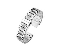 KAXSFE Curved Metal Stainless Steel Strap 18mm 20mm 22mm 24mm Solid Butterfly Buckle Accessories Universal Watchband(Silver,18mm)