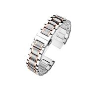 KAXSFE Curved Metal Stainless Steel Strap 18mm 20mm 22mm 24mm Solid Butterfly Buckle Accessories Universal Watchband(Silver-Rose Gold,18mm)