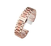 KAXSFE Curved Metal Stainless Steel Strap 18mm 20mm 22mm 24mm Solid Butterfly Buckle Accessories Universal Watchband(Rose gold,22mm)
