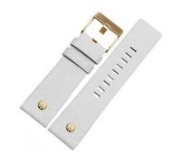 KAXSFE Fashion Cowhide Watchband With Rivet Watch Strap Belt Bracelet Compatible With Diesel DZ7313 DZ7333 7322 7257 4318 7348 7334 Replacement(White Gold buckle,30mm)