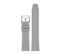 KAXSFE Fluoro Rubber Strap Compatible With Tissot Compatible With IWC Compatible With Omega Seiko Silicone Men Watch(04 H silver,19mm)