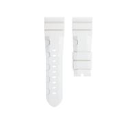 KAXSFE Import Soft FKM Fluoro Rubber Watchband Compatible With Panerai Strap Compatible With SUBMERSIBLE PAM111/441 24mm 26mm Bracelet Universal Belt(White,26-22MM_SILV SQUARE BUCKLE)