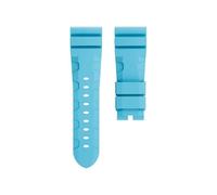 KAXSFE Import Soft FKM Fluoro Rubber Watchband Compatible With Panerai Strap Compatible With SUBMERSIBLE PAM111/441 24mm 26mm Bracelet Universal Belt(Sky blue,24-22MM_SILVER ROUND BUCKLE)