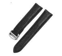 KAXSFE Leather Watch Strap Compatible With Cartier London Solo Soft Comfortable Lychee Pattern Watchband Accessories 20 22 23 24 25mm(Black Silver,25mm)