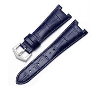 KAXSFE Leather Watch Strap Compatible With Patek Philippe 5711 5712G Nautilus Watchs Men And Women 25-12mm Concave Convex Mouth Watch Band(Blue-silver)