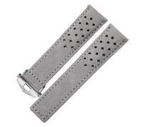 KAXSFE Leather Watchband Compatible With TAG Heuer Men's Watch Strap With Folding Buckle 20mm 22mm 24mm Gray Black Brown Cow Leathr(Gray silver,20mm)