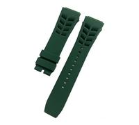 KAXSFE Original Soft Colorful Waterproof Natural Rubber Watchband Compatible With Richard Mille Watch Strap Bracelet Raw Ear Type 25mm*20m(Green,25mm silver buckle)