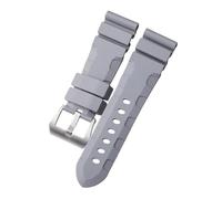 KAXSFE Replace Silicone Watchband Compatible With Panerai Huawei Watch Strap 24mm Rubber Wristband Sport Waterproof Wrist Belt Bracelet(Grey-silver)