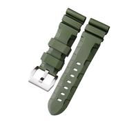 KAXSFE Replace Silicone Watchband Compatible With Panerai Huawei Watch Strap 24mm Rubber Wristband Sport Waterproof Wrist Belt Bracelet(Green-silver)